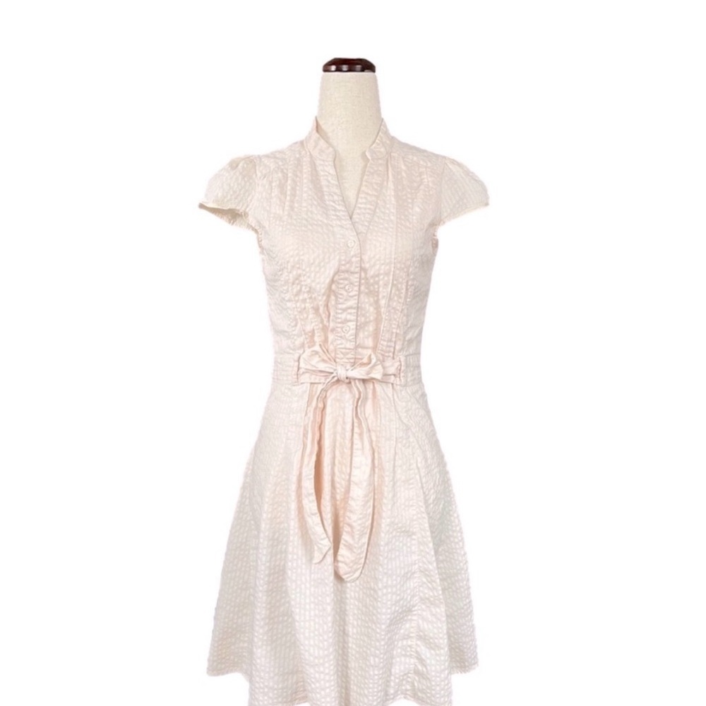 H&M Cream Midi Dress with Tie Waist